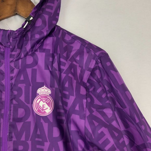 Adidas Men's Size XS Purple Real Madrid Spain Full Zip Hooded Soccer Jacket - Picture 3 of 12